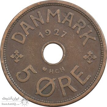 سکه 5 اوره 1927 کریستیان دهم - EF40 - دانمارک