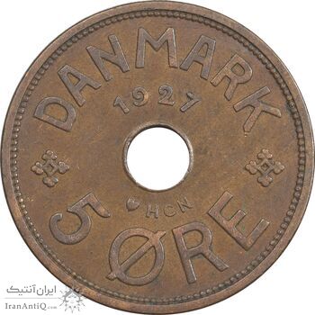 سکه 5 اوره 1927 کریستیان دهم - EF45 - دانمارک