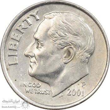 سکه 1 دایم 2001P روزولت - AU50 - آمریکا
