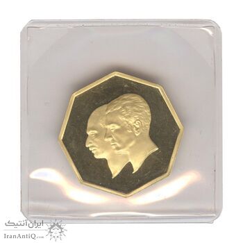 مدال طلا 5 گرمی بانک ملی (هشت ضلعی با پلمپ) - PF69 - محمد رضا شاه