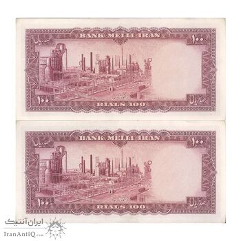 اسکناس 100 ریال 1333 - جفت - AU58 - محمد رضا شاه اسکناس 100 ریال 1333 - جفت - AU58 - محمد رضا شاه