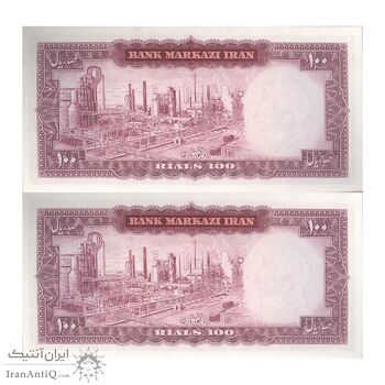 اسکناس 100 ریال 1342 - جفت - UNC63 - محمد رضا شاه