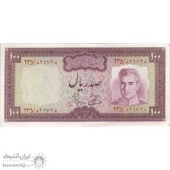 اسکناس 100 ریال (آموزگار - جهانشاهی) - تک - UNC61 - محمد رضا شاه