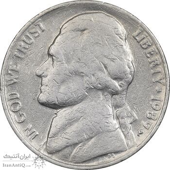 سکه 5 سنت 1989P جفرسون - EF40 - آمریکا