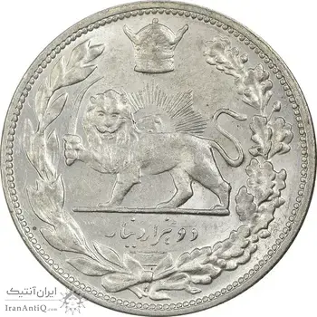 سکه 2000 دینار 1306 تصویری - ضرب هیتون - MS60 - رضا شاه
