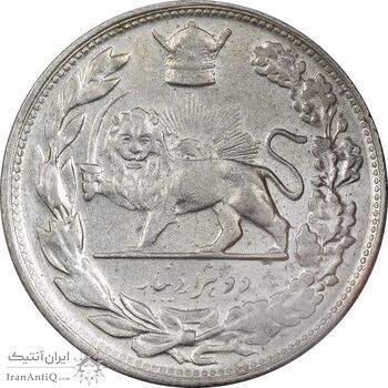 سکه 2000 دینار 1308 تصویری - AU55 - رضا شاه