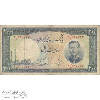 اسکناس 200 ریال 1337 - تک - VF25 - محمد رضا شاه