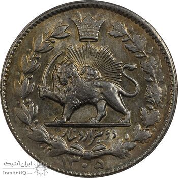 سکه 2000 دینار 1305 خطی - MS63 - رضا شاه سکه 2000 دینار 1305 خطی - MS63 - رضا شاه