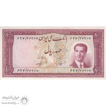 اسکناس 100 ریال کراواتی 1332 - تک - UNC64 - محمد رضا شاه اسکناس 100 ریال کراواتی 1332 - تک - UNC64 - محمد رضا شاه