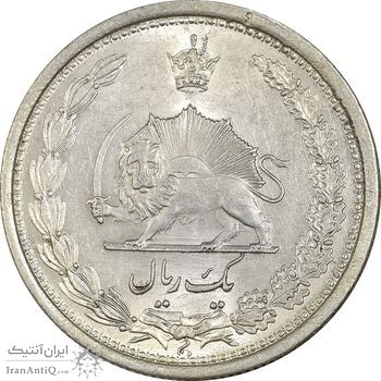 سکه 1 ریال 1313 - 3 تاریخ بالا - MS62 - رضا شاه