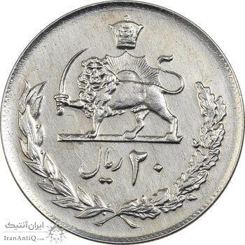 سکه 20 ریال 1357 - AU50 - محمد رضا شاه سکه 20 ریال 1357 - AU50 - محمد رضا شاه