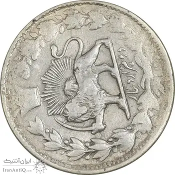 سکه 2000 دینار 1305 صاحبقران (چرخش 100 درجه) - EF45 - ناصرالدین شاه