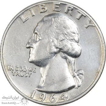 سکه کوارتر دلار 1964 واشنگتن - EF45 - آمریکا سکه کوارتر دلار 1964 واشنگتن - EF45 - آمریکا