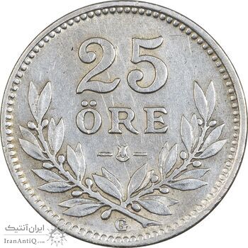 سکه 25 اوره 1937 گوستاو پنجم - EF45 - سوئد