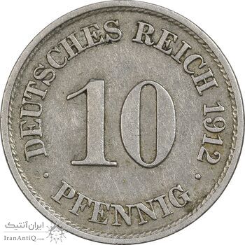 سکه 10 فینیگ 1912J ویلهلم دوم - EF40 - آلمان