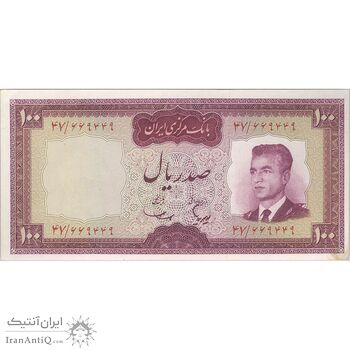 اسکناس 100 ریال (هویدا - سمیعی) - تک - AU58 - محمد رضا شاه