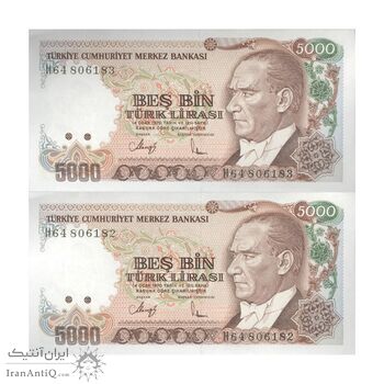 اسکناس 5000 لیره بدون تاریخ (1990) جمهوری - جفت - UNC63 - ترکیه