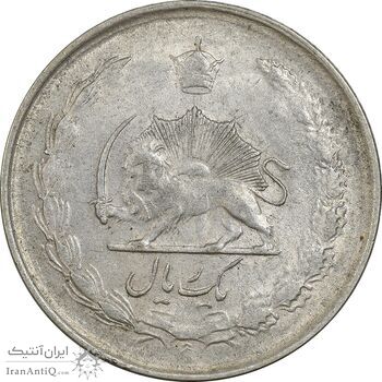 سکه 1 ریال 1323/2 نقره - سورشارژ تاریخ - نوع دو - AU58 - محمد رضا شاه