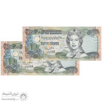 اسکناس 50 سنت 2001 الیزابت دوم - جفت - UNC64 - باهاما