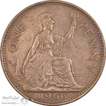 سکه 1 پنی 1966 الیزابت دوم - EF40 - انگلستان