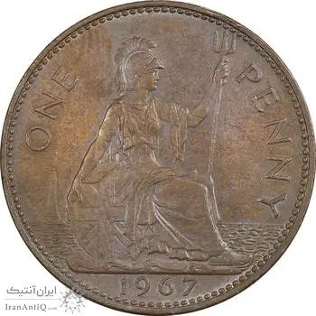 سکه 1 پنی 1967 الیزابت دوم - AU55 - انگلستان