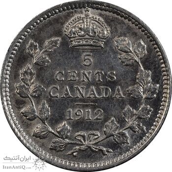 سکه 5 سنت 1912 جرج پنجم - MS62 - کانادا