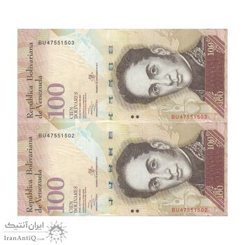 اسکناس 100 بولیوار 2013 جمهوری بولیواری - جفت - UNC63 - ونزوئلا