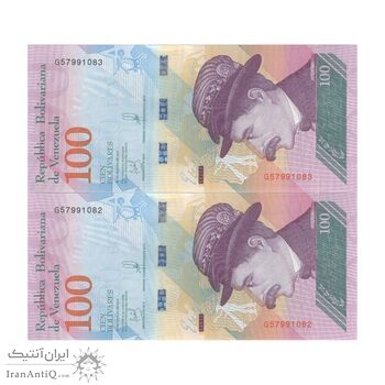 اسکناس 100 بولیوار 2018 جمهوری بولیواری - جفت - UNC63 - ونزوئلا