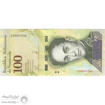 اسکناس 100 بولیوار 2017 جمهوری بولیواری - تک - UNC63 - ونزوئلا