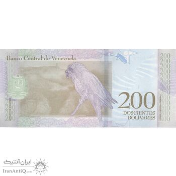 اسکناس 200 بولیوار 2018 جمهوری بولیواری - تک - UNC63 - ونزوئلا