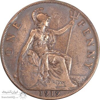 سکه 1 پنی 1919 جرج پنجم - VF35 - انگلستان