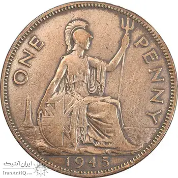 سکه 1 پنی 1945 جرج ششم - EF40 - انگلستان