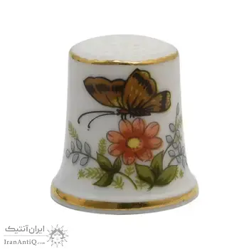 انگشتانه چینی قدیمی طرح گل و پروانه - کد 005846