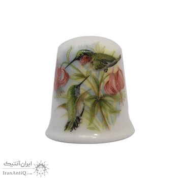 انگشتانه چینی قدیمی طرح گل و مرغ - کد 005788