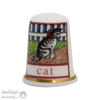 انگشتانه چینی قدیمی طرح گربه - کد 005814