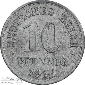 سکه 10 فینیگ 1917 ویلهلم دوم - EF45 - آلمان