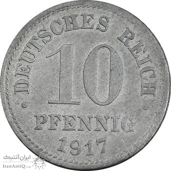سکه 10 فینیگ 1917 ویلهلم دوم - EF40 - آلمان