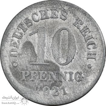 سکه 10 فینیگ 1921 ویلهلم دوم - EF40 - آلمان