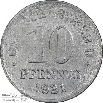 سکه 10 فینیگ 1921 ویلهلم دوم - VF35 - آلمان