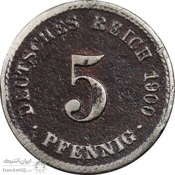 سکه 5 فینیگ 1900A ویلهلم دوم - VF30 - آلمان