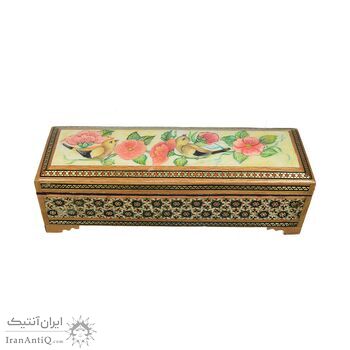 جاقلمی خاتم کاری طرح گل و مرغ - 051336 جاقلمی خاتم کاری طرح گل و مرغ - 051336