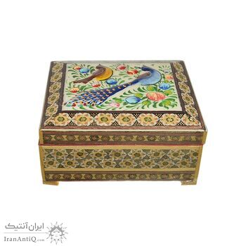 جعبه خاتم کاری طرح گل و مرغ - 051339