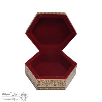 جعبه خاتم کاری طرح گل و مرغ - 051340 جعبه خاتم کاری طرح گل و مرغ - 051340