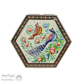 جعبه خاتم کاری طرح گل و مرغ - 051340 جعبه خاتم کاری طرح گل و مرغ - 051340