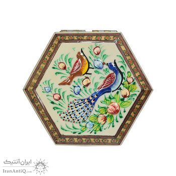 جعبه خاتم کاری طرح گل و مرغ - 051341 جعبه خاتم کاری طرح گل و مرغ - 051341