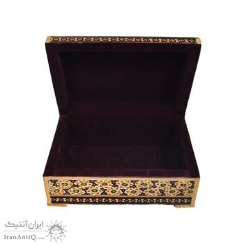 جعبه خاتم کاری طرح گل و مرغ - 051344 جعبه خاتم کاری طرح گل و مرغ - 051344