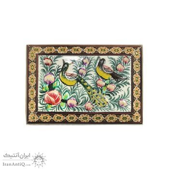 جعبه خاتم کاری طرح گل و مرغ - 051344 جعبه خاتم کاری طرح گل و مرغ - 051344