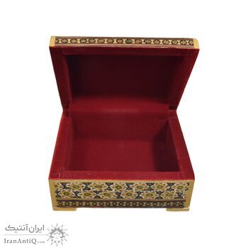 جعبه خاتم کاری طرح گل و مرغ - 051345 جعبه خاتم کاری طرح گل و مرغ - 051345