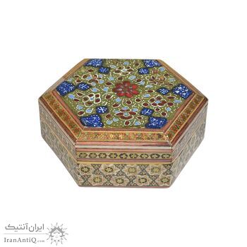 جعبه خاتم کاری طرح گل - 051346 جعبه خاتم کاری طرح گل - 051346