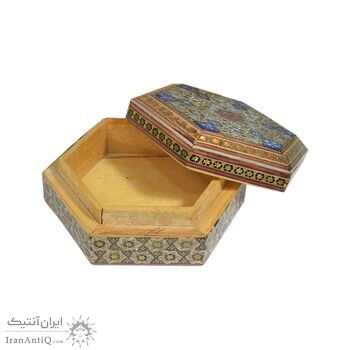 جعبه خاتم کاری طرح گل - 051346 جعبه خاتم کاری طرح گل - 051346